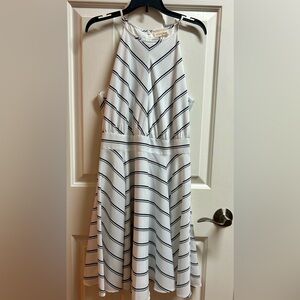 Maison Jules White and Navy Striped Dress